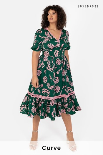 Lovedrobe Tiered Hem Puff Sleeve Midi Dress (N68965) | £50