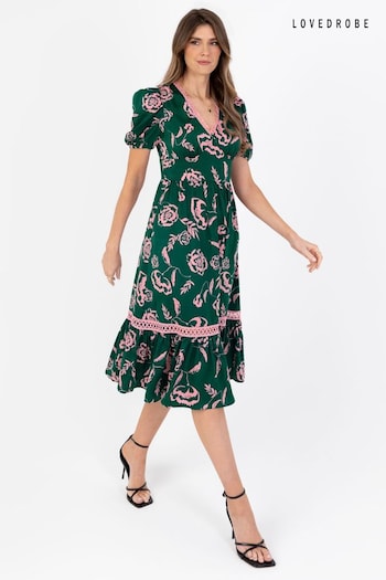 Lovedrobe Tiered Hem Puff Sleeve Midi Dress (N68974) | £50