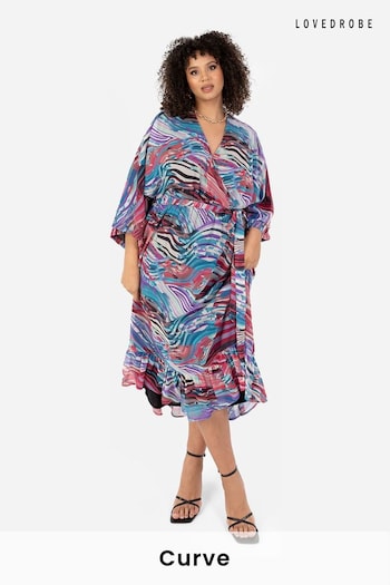 Lovedrobe Wrap Kimono Dress With Ruffled High Low Hem (N68982) | £49