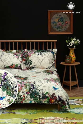 Timorous Beasties Dove Bloomsbury Garden Duvet Cover and Pillowcase Set (N68986) | £90 - £145