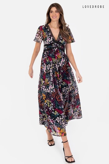Lovedrobe V-Neck Angel Sleeve Maxi Dress With Trims (N69003) | £60