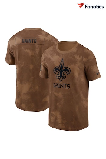 Fanatics NFL New Orleans Saints 2023 Short Sleeve Salute to Service Sideline Brown T-Shirt (N69041) | £35