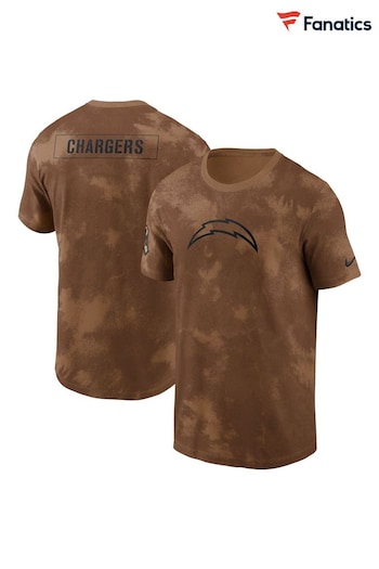 Fanatics NFL Los Angeles Chargers 2023 Short Sleeve Salute to Service Sideline Brown T-Shirt (N69062) | £35
