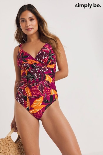 Simply Be Pink Magisculpt Lose Up To An Inch Tropical Print Swimsuit (N69077) | £45