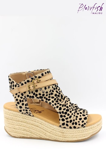 Blowfish Malibu Womens Lacey-C-Rope Wedge Sand Pixie Leopard Sandals (N69172) | £55