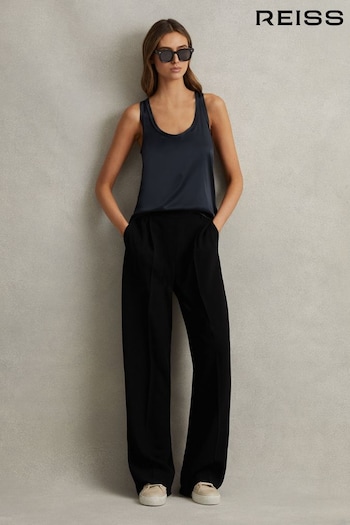 Reiss Black Eden Half-Elasticated Wide Leg Trousers (N69227) | £128