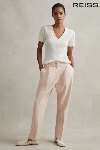 Reiss Pink Farrah Tapered Suit Trousers with TENCEL™ Fibers (N69357) | £138