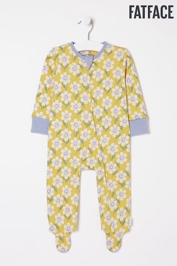 FatFace Yellow Flower Print Zipped Sleepsuit (N69587) | £20