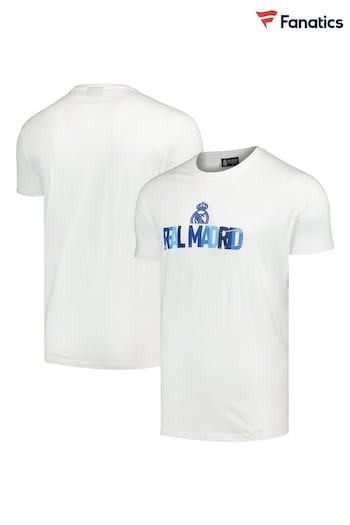 Fanatics Real Madrid Wordmark White T-Shirt (N69662) | £25