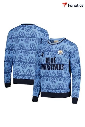 Fanatics Blue Manchester City Retro Christmas Jumper (N69683) | £30