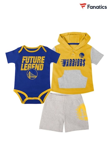 Fanatics Yellow NBA Golden State Warriors Bank Shot Creeper Short & T-Shirt Set Infants (N69737) | £36