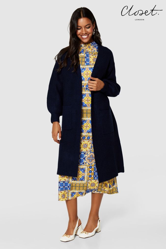 Navy blue cheap longline cardigan