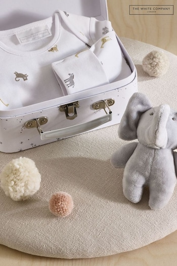 The White Company Organic Cotton Safari Suitcase White Gift Set (N70056) | £40
