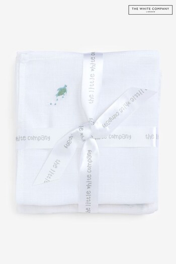 The White Company Blue Organic Cotton Tiny Explorer Muslins 2 Pack (N70059) | £18