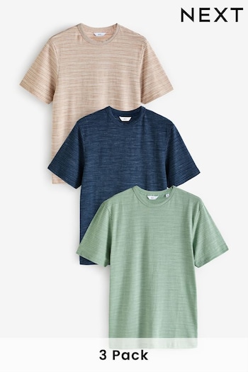 Stone/Blue/Green Stag Marl T-Shirts 3 Pack (N70130) | £36