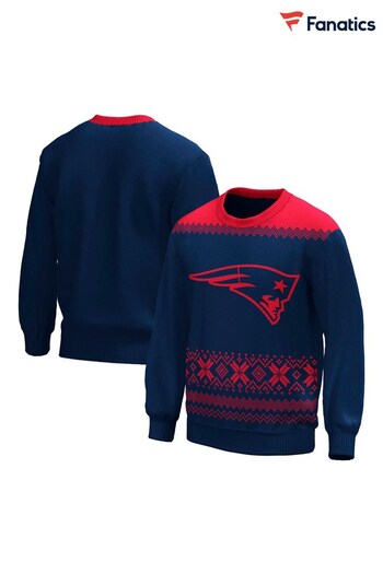 Fanatics Blue NFL New England Patriots Forever Collectibles Christmas Jumper (N70191) | £40