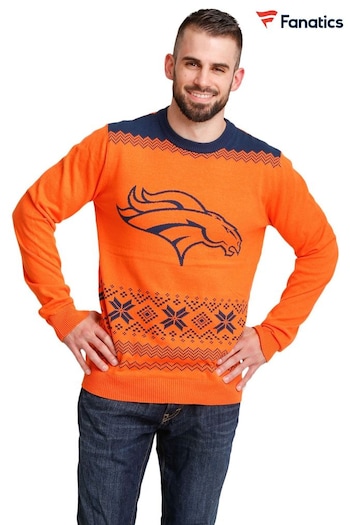Fanatics Orange NFL Denver Broncos Forever Collectibles Christmas Jumper (N70203) | £40