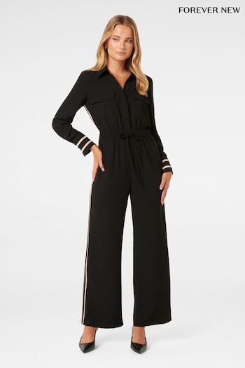 Forever New Black Asher Side Stripe Jumpsuit (N70208) | £110