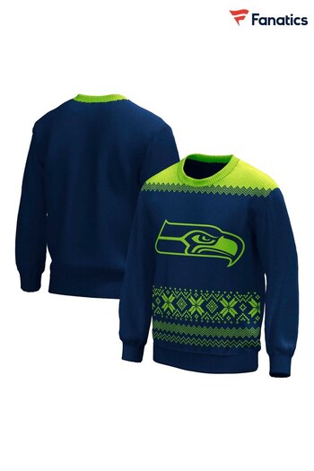 Fanatics Blue NFL Seattle Seahawks Forever Collectibles Christmas Jumper (N70212) | £40