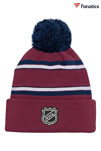Fanatics Red NHL Colorado Avalanche Jacquard Cuffed Knit With Pom Hat Youth (N70234) | £18