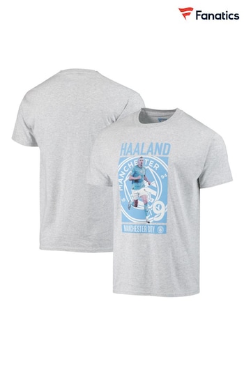 Fanatics Grey Manchester City Haaland Graphic T-Shirt (N70245) | £20