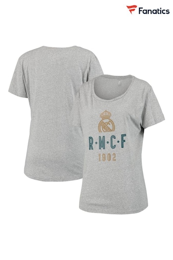 Fanatics Grey Real Madrid Graphic T-Shirt logs (N70261) | £20