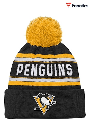 Fanatics NHL Pittsburgh Penguins Jacquard Cuffed Knit With Pom Black Hat (N70312) | £18