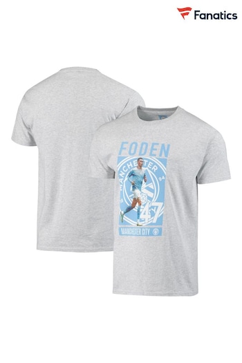 Fanatics Grey Manchester City Foden Graphic T-Shirt (N70378) | £20