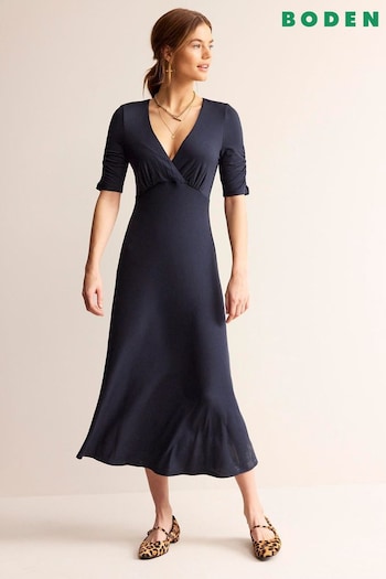 Boden Navy Rebecca Jersey Midi Tea Dress (N70422) | £80