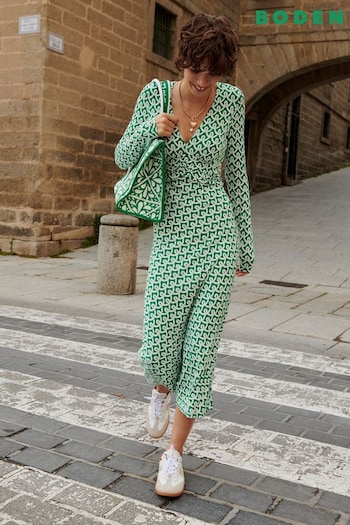 Boden Green Elodie Empire Midi Dress (N70426) | £98
