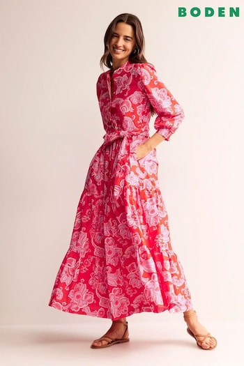 Boden Pink Alba Tiered Cotton Maxi Dress (N70435) | £135