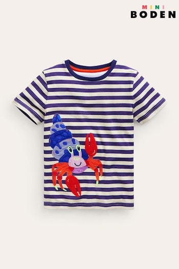 Boden Blue Appliqué Crab T-Shirt (N70445) | £19 - £21