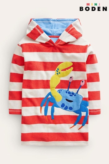 Boden Red Appliqué Towelling Throw-on Hoodies (N70447) | £29 - £34