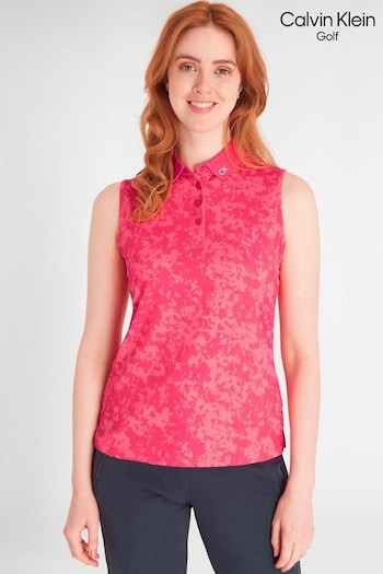 Calvin Wallet Klein Golf Pink Canvas Print Polo Shirt (N70450) | £45