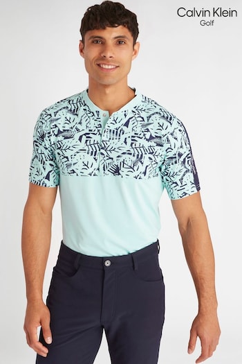 Calvin Klein Golf Blue Brookhill Blade Collar Polo Shirt (N70453) | £55