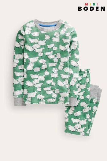 Boden Green Snug Single Long John Sheep Pyjamas (N70482) | £23 - £27