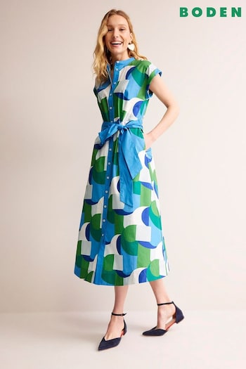 Boden Blue Amanda Cotton Midi Shirt Dress (N70483) | £125