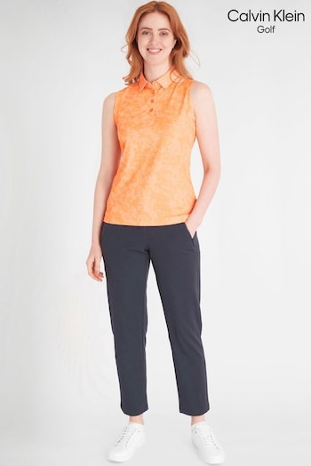 Calvin Klein Golf Orange Canvas Print Polo Shirt (N70486) | £45