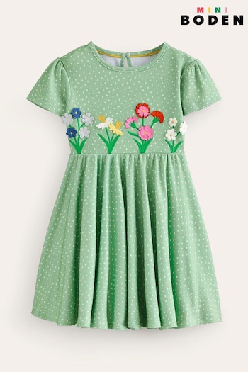 Boden Green Flutter Twirly Dress (N70510) | £29 - £34