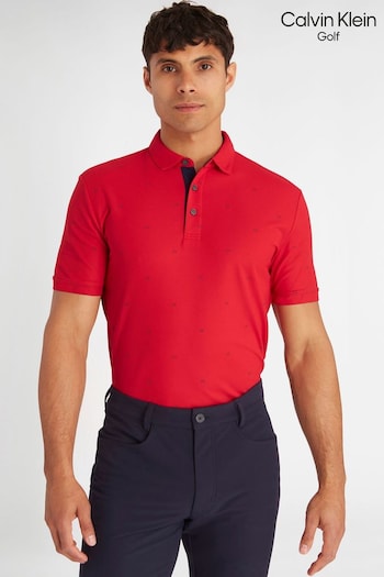 Calvin Klein Golf Red Monogram Polo Shirt (N70521) | £50