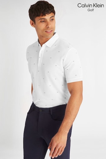 Calvin Klein Golf Monogram White Polo Shirt (N70523) | £50