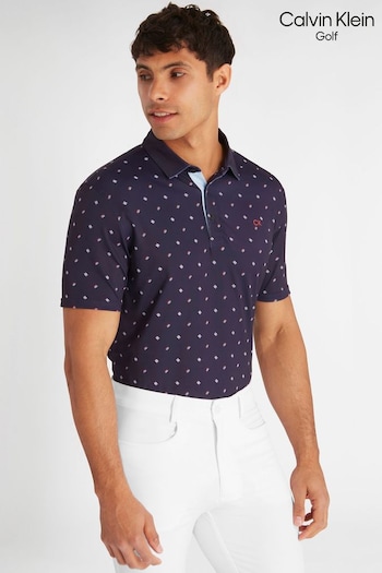Calvin Klein Golf Blue Treble Striken Print Polo Shirt (N70547) | £55