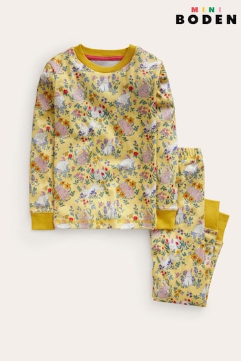 Boden Yellow Snug Long John Spring Bunnies Pyjamas (N70583) | £23 - £27