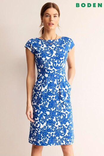 Boden Blue Floral Florrie Jersey Dress (N70584) | £65