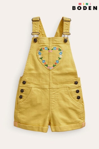 Boden Yellow Heart Pocket Short Dungarees (N70585) | £34 - £39