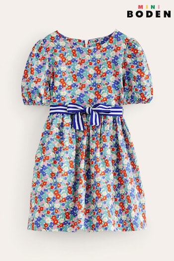 Boden Blue Cotton Linen Rainbow Dress (N70591) | £37 - £42