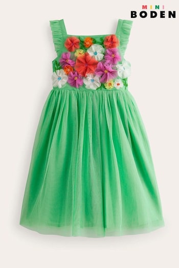Boden Green Appliqué Tulle Dress (N70594) | £52 - £58