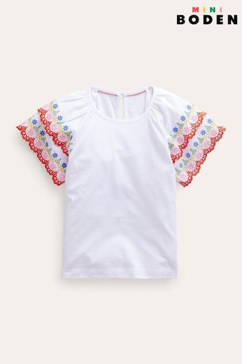 Boden White Broderie Mix T-Shirt (N70603) | £17 - £19