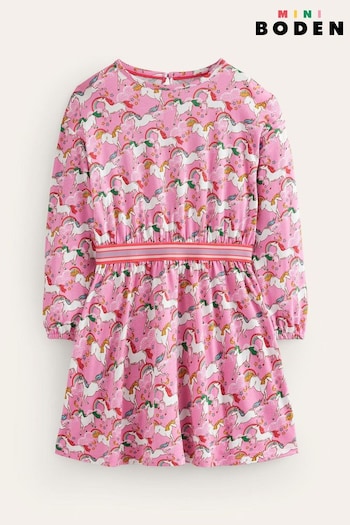 Boden Pink Blouson Sleeve Printed Dress (N70605) | £25 - £29