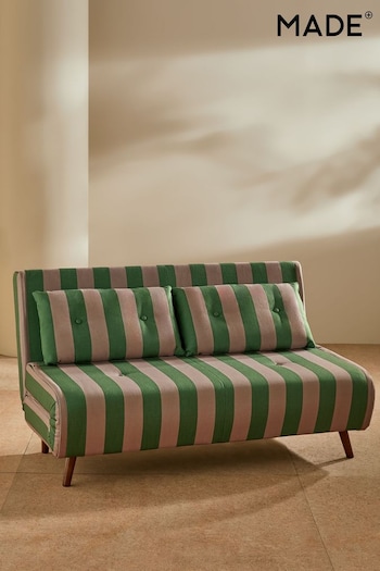 MADE.COM Loden Green Wide Stripe Haru 2 Seater Sofa Bed (N70608) | £475